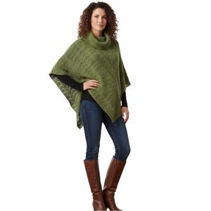 Dressbarn Green Pointelle Cowl Neck Poncho - OS